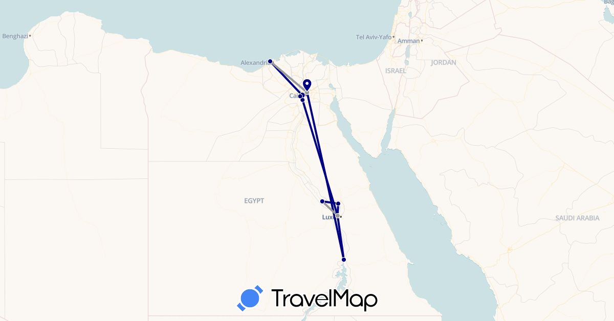 TravelMap itinerary: driving, plane in Egypt (Africa)